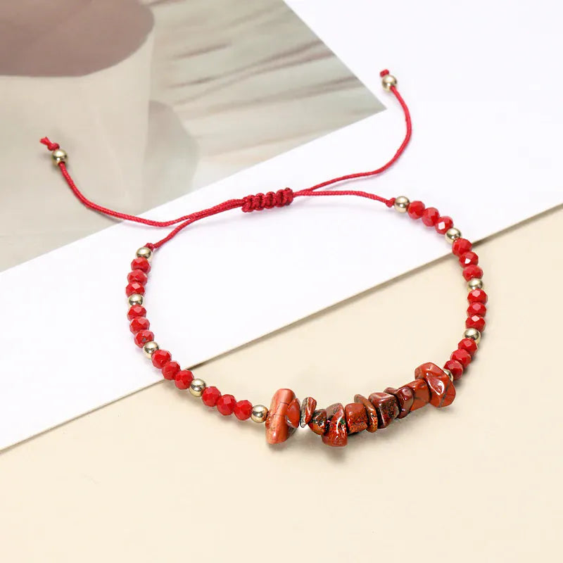 Irregular Green Aventurines Gravel Bracelets Natural Stone Amethysts Jasper Bracelets Women Adjustable Rope Braided Bracelets