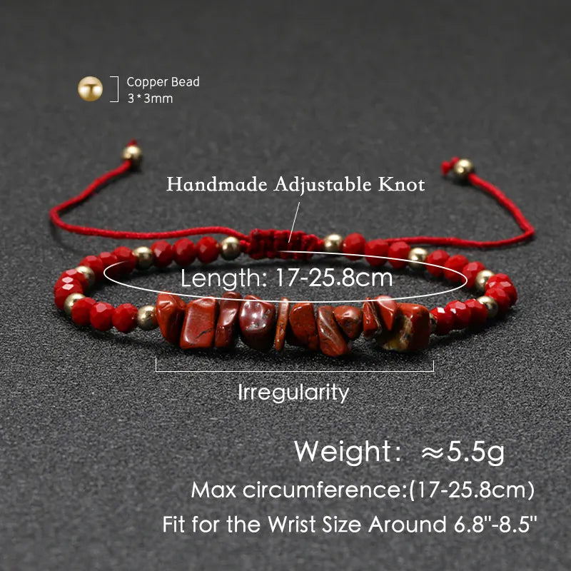 Irregular Green Aventurines Gravel Bracelets Natural Stone Amethysts Jasper Bracelets Women Adjustable Rope Braided Bracelets
