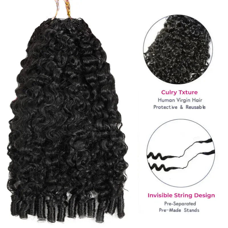 ISEE Crochet Hair Water Wave Human Hair for Boho Braids with Miracle Knots – Soft Waves Time-Saving Install
