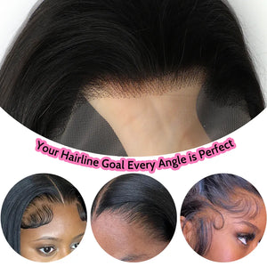 ISEE HAIR 13x6 HD Transparent Lace Front Human Hair Wigs 250 Density Pre-Plucked Malaysian Straight Lace Frontal Wig with Band