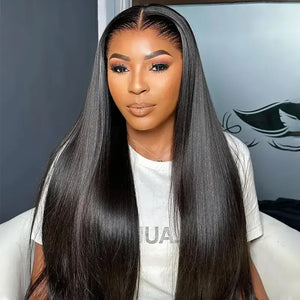 ISEE HAIR 13x6 HD Transparent Lace Front Human Hair Wigs 250 Density Pre-Plucked Malaysian Straight Lace Frontal Wig with Band