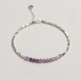 ITSMOS Minimalist Amethyst Bracelet Natural Stone Dainty Bracelet Healing Silver Beads Crystal Skinny Bracelet For women gift