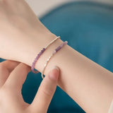 ITSMOS Minimalist Amethyst Bracelet Natural Stone Dainty Bracelet Healing Silver Beads Crystal Skinny Bracelet For women gift