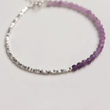 ITSMOS Minimalist Amethyst Bracelet Natural Stone Dainty Bracelet Healing Silver Beads Crystal Skinny Bracelet For women gift