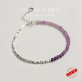 ITSMOS Minimalist Amethyst Bracelet Natural Stone Dainty Bracelet Healing Silver Beads Crystal Skinny Bracelet For women gift