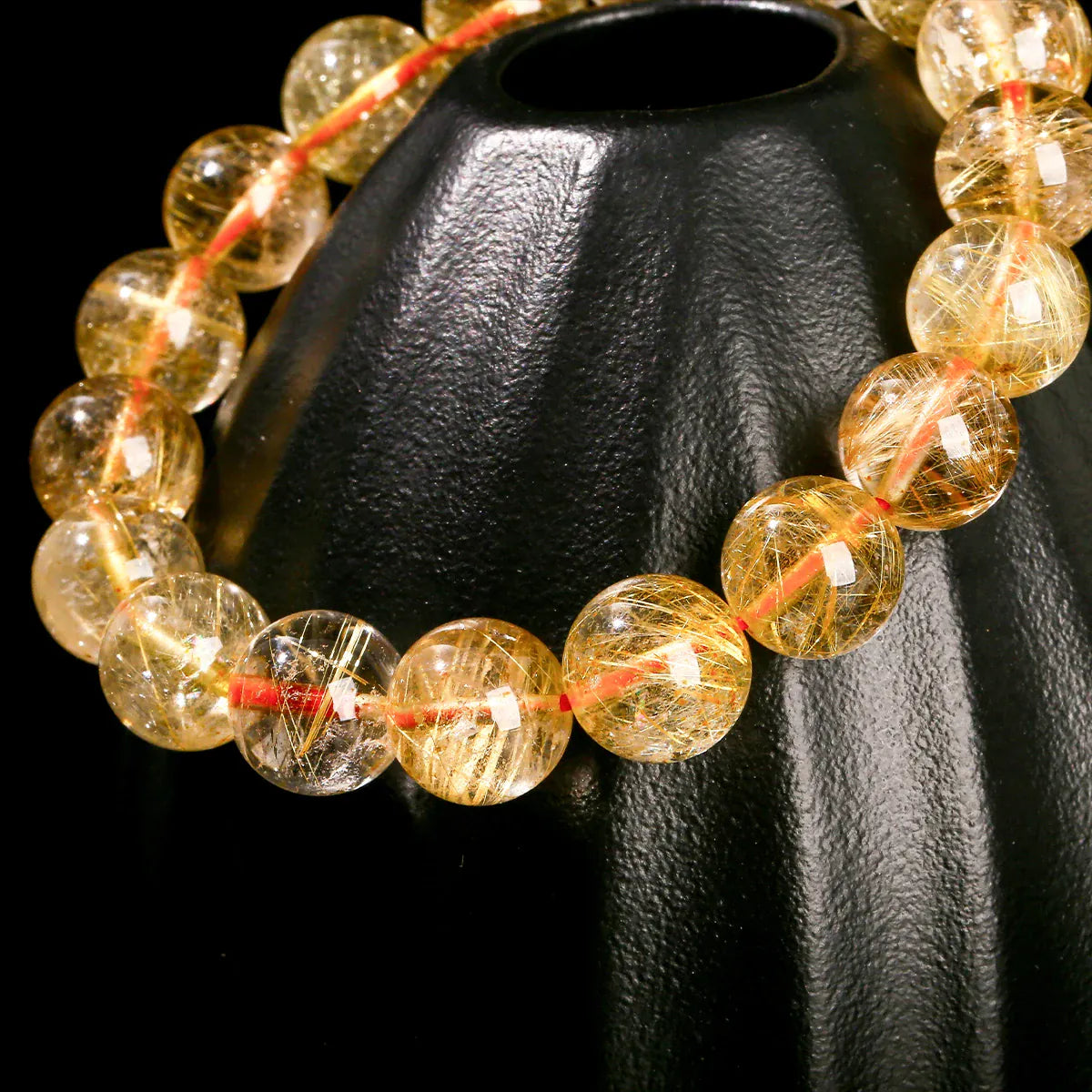 JD 4A Quality Natural Ice Golden Rutilated Quartz Wealth Lucky Bead Bracelets Women Men Power Healing Stretch Hand Jewelry Gift