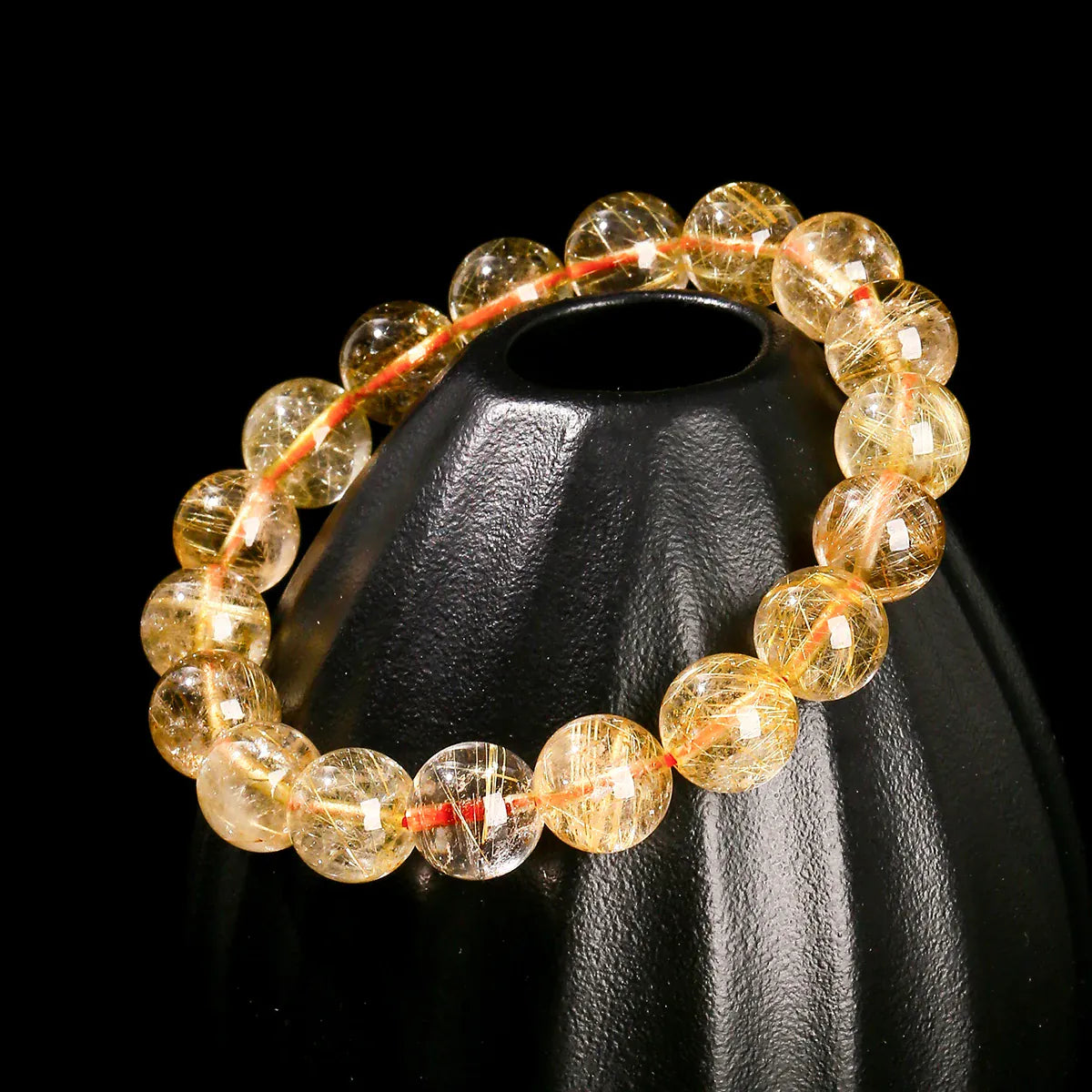 JD 4A Quality Natural Ice Golden Rutilated Quartz Wealth Lucky Bead Bracelets Women Men Power Healing Stretch Hand Jewelry Gift