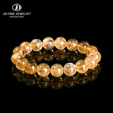 JD 4A Quality Natural Ice Golden Rutilated Quartz Wealth Lucky Bead Bracelets Women Men Power Healing Stretch Hand Jewelry Gift