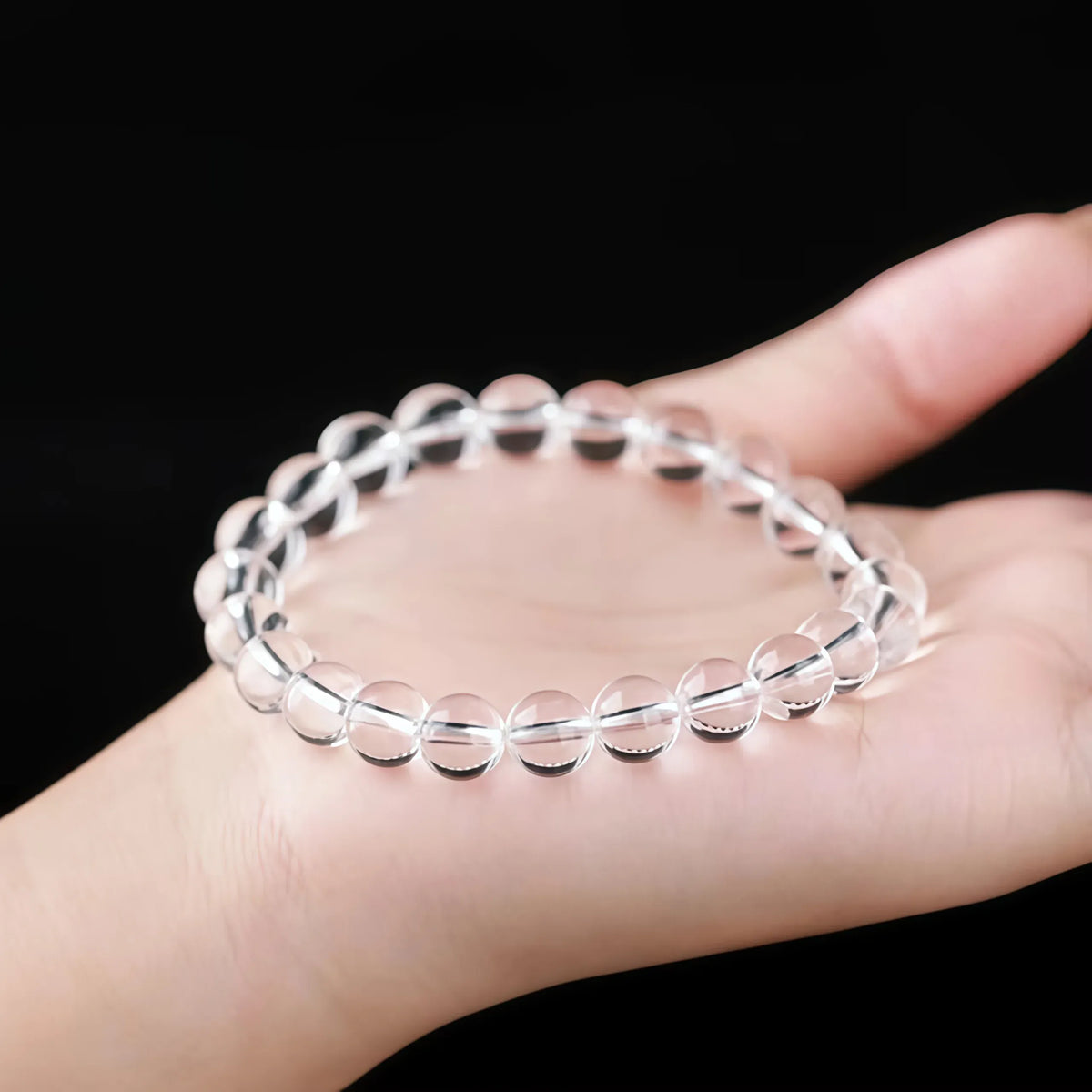 JD 7A High Quality Natural White Crystal Bracelet Genuine Clear Quartz Stone Handmade Elastic Wristband for Daily Wear