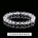 JD 7A High Quality Natural White Crystal Bracelet Genuine Clear Quartz Stone Handmade Elastic Wristband for Daily Wear