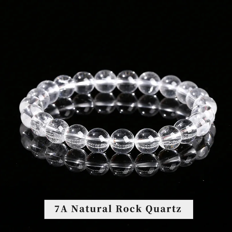 JD 7A High Quality Natural White Crystal Bracelet Genuine Clear Quartz Stone Handmade Elastic Wristband for Daily Wear