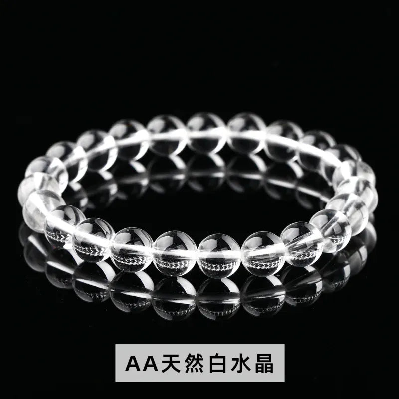 JD 7A High Quality Natural White Crystal Bracelet Genuine Clear Quartz Stone Handmade Elastic Wristband for Daily Wear