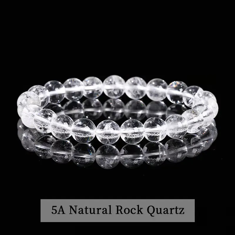 JD 7A High Quality Natural White Crystal Bracelet Genuine Clear Quartz Stone Handmade Elastic Wristband for Daily Wear