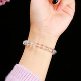 JD 7A High Quality Natural White Crystal Bracelet Genuine Clear Quartz Stone Handmade Elastic Wristband for Daily Wear