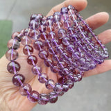 Natural Brazilian ice amethyst bead bracelet for women, light purple crystal stone energy healing jewelry