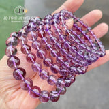 Natural Brazilian ice amethyst bead bracelet for women, light purple crystal stone energy healing jewelry
