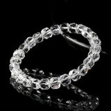 JD 7A Natural White Crystal Quartz Faceted 7mm Sugar Cube Bracelet Elastic Wristband Lucky Amulet Jewelry Gift