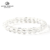 JD 7A Natural White Crystal Quartz Faceted 7mm Sugar Cube Bracelet Elastic Wristband Lucky Amulet Jewelry Gift