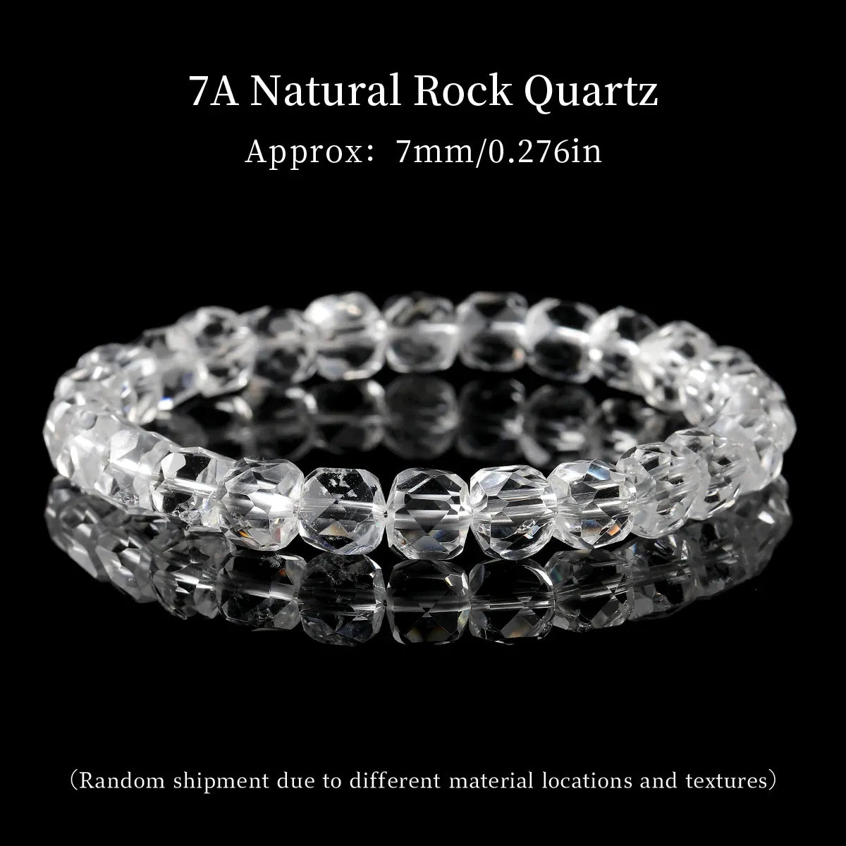 JD 7A Natural White Crystal Quartz Faceted 7mm Sugar Cube Bracelet Elastic Wristband Lucky Amulet Jewelry Gift