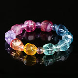 JD Natural Multicolor Fluorite Faceted Irregular Bead Bracelets Women Genuine Luxury Reiki Healing Stretch Bangles Female Gifts