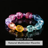 JD Natural Multicolor Fluorite Faceted Irregular Bead Bracelets Women Genuine Luxury Reiki Healing Stretch Bangles Female Gifts