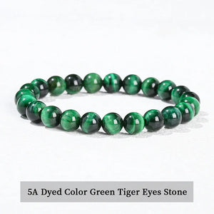 JD Natural Stone Beads Bracelet Amethyst Tiger Eye Crystal Quartz Agate Gem Beads Bangles Women Men Reiki Healling Jewelry Gift