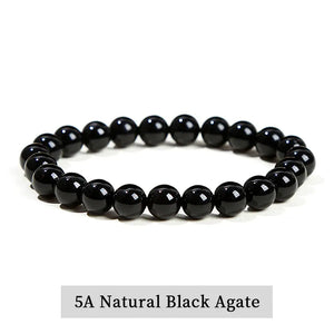 JD Natural Stone Beads Bracelet Amethyst Tiger Eye Crystal Quartz Agate Gem Beads Bangles Women Men Reiki Healling Jewelry Gift