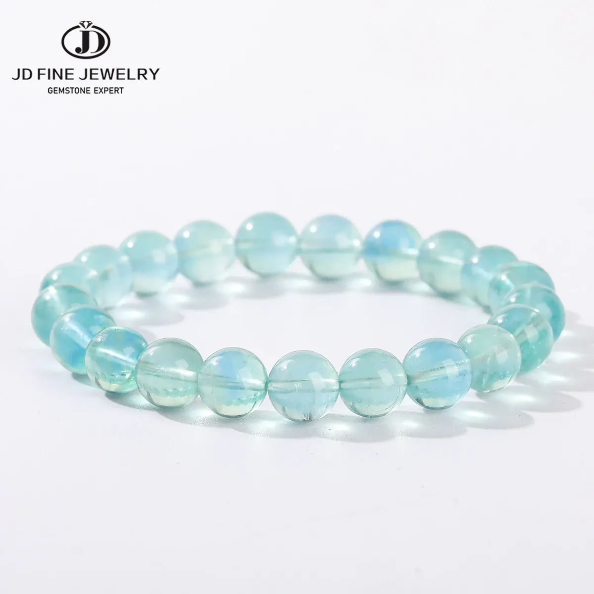 JD Natural Stone Blue Green Fluorite Healing Bracelets For Women Genuine Reiki Crystal Stretch Bangles Girlfriend Party Jewelry