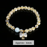 JD Natural Stone Citrine Agate Bow Charm Lucky Bead Bracelet Women Trendy Reiki Healing Handmade Stretch Bracelet Couple Gifts