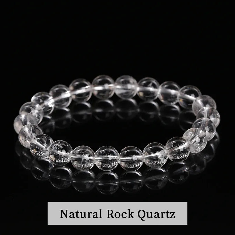 Natural Clear Quartz Stretch Bead Bracelet for Women and Men