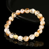 JD  Natural Stone Golden Quartz Wealth Lucky Bracelts Women Luxury Elegant Copper Accessory Crystal Elastic Bracelet Couple Gift