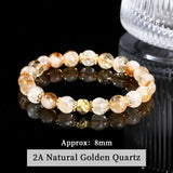 JD  Natural Stone Golden Quartz Wealth Lucky Bracelts Women Luxury Elegant Copper Accessory Crystal Elastic Bracelet Couple Gift