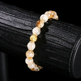JD  Natural Stone Golden Quartz Wealth Lucky Bracelts Women Luxury Elegant Copper Accessory Crystal Elastic Bracelet Couple Gift