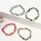 JD Natural Stone Irregular Gravel Quartz Amethyest Bead Bracelet Women Reiki Healing Polished Handmade Stretch Bracelet Jewelry