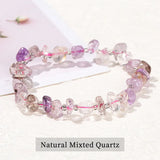 JD Natural Stone Irregular Gravel Quartz Amethyest Bead Bracelet Women Reiki Healing Polished Handmade Stretch Bracelet Jewelry
