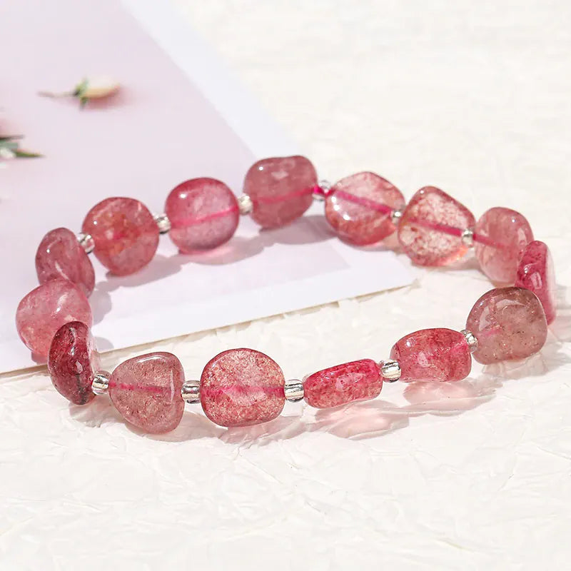 JD Natural Stone Irregular Gravel Quartz Amethyest Bead Bracelet Women Reiki Healing Polished Handmade Stretch Bracelet Jewelry