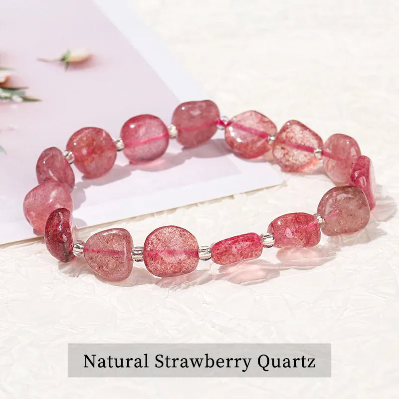 JD Natural Stone Irregular Gravel Quartz Amethyest Bead Bracelet Women Reiki Healing Polished Handmade Stretch Bracelet Jewelry