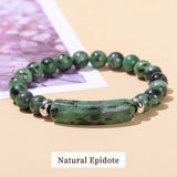 JD Natural Stone Tiger Eye Amethyst Rectangle Bar Charm Bracelet Women Men Healing Stone Powder Crystal Rough Chakra Jewelry