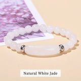JD Natural Stone Tiger Eye Amethyst Rectangle Bar Charm Bracelet Women Men Healing Stone Powder Crystal Rough Chakra Jewelry