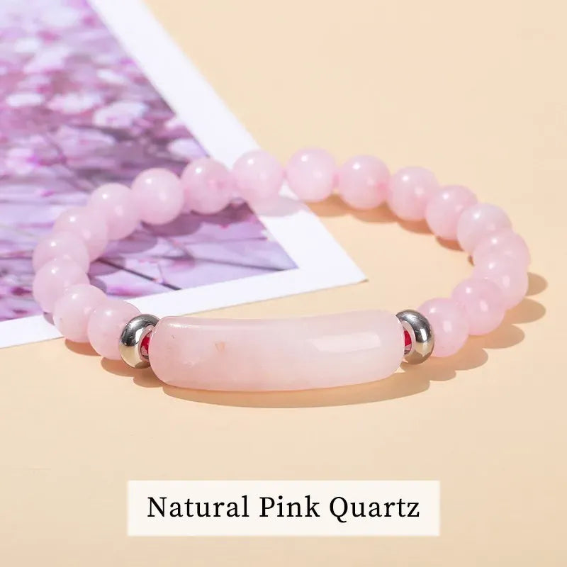 JD Natural Stone Tiger Eye Amethyst Rectangle Bar Charm Bracelet Women Men Healing Stone Powder Crystal Rough Chakra Jewelry