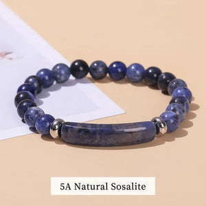 JD Natural Stone Tiger Eye Amethyst Rectangle Bar Charm Bracelet Women Men Healing Stone Powder Crystal Rough Chakra Jewelry