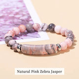 JD Natural Stone Tiger Eye Amethyst Rectangle Bar Charm Bracelet Women Men Healing Stone Powder Crystal Rough Chakra Jewelry