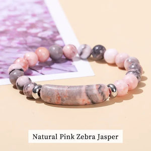 JD Natural Stone Tiger Eye Amethyst Rectangle Bar Charm Bracelet Women Men Healing Stone Powder Crystal Rough Chakra Jewelry