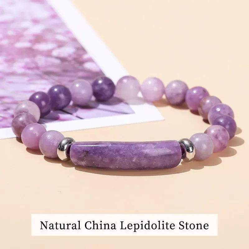 JD Natural Stone Tiger Eye Amethyst Rectangle Bar Charm Bracelet Women Men Healing Stone Powder Crystal Rough Chakra Jewelry