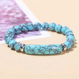 JD Natural Stone Tiger Eye Amethyst Rectangle Bar Charm Bracelet Women Men Healing Stone Powder Crystal Rough Chakra Jewelry