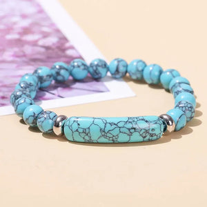 JD Natural Stone Tiger Eye Amethyst Rectangle Bar Charm Bracelet Women Men Healing Stone Powder Crystal Rough Chakra Jewelry