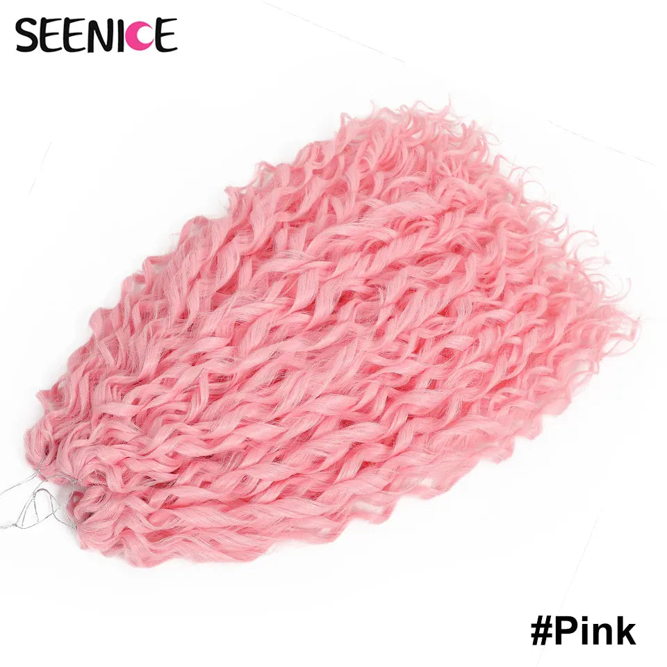 Jessica Synthetic Hair Deep Wave Twist Crochet Hair Braid Afro Curl Ombre Blonde Pink Deep Wavy Braiding Hair Extension ForWomen