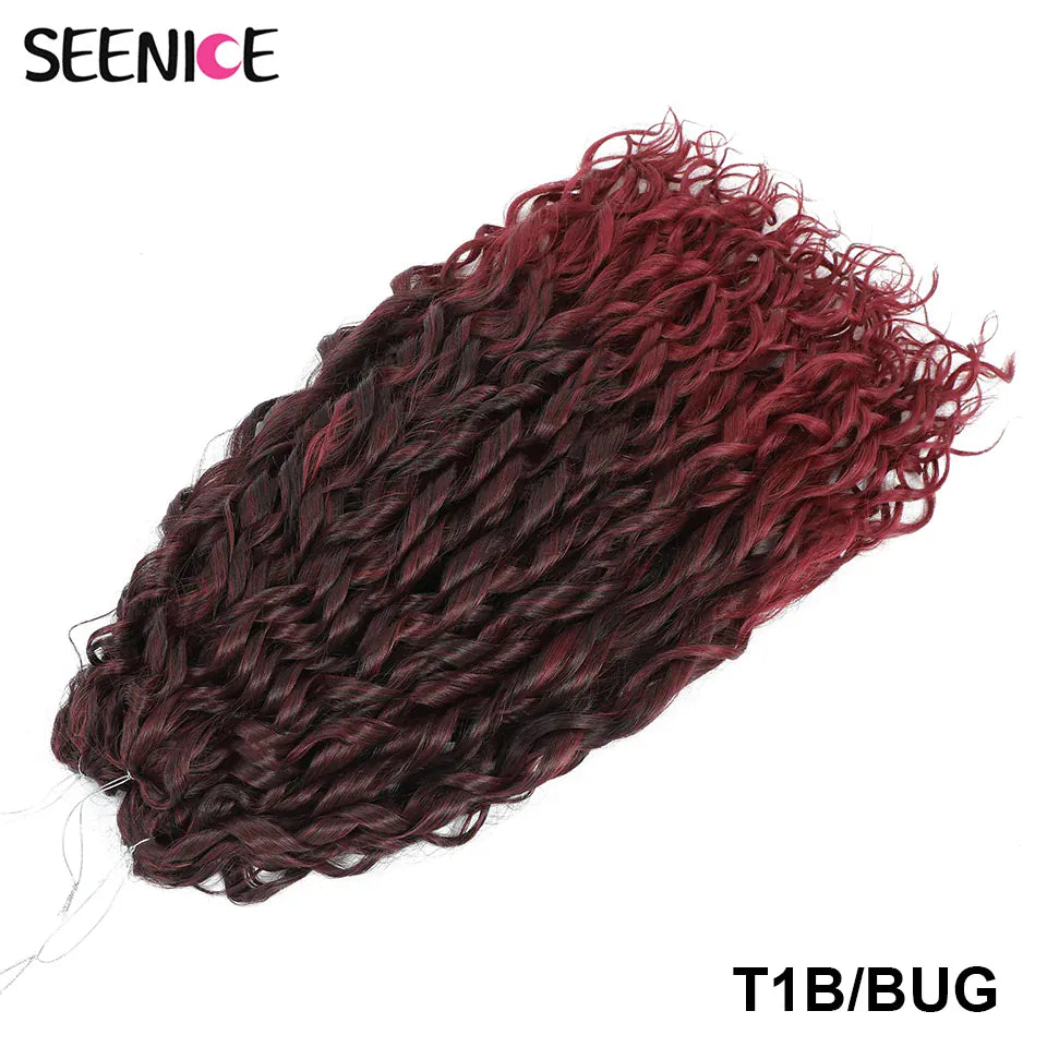 Jessica Synthetic Hair Deep Wave Twist Crochet Hair Braid Afro Curl Ombre Blonde Pink Deep Wavy Braiding Hair Extension ForWomen