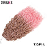 Jessica Synthetic Hair Deep Wave Twist Crochet Hair Braid Afro Curl Ombre Blonde Pink Deep Wavy Braiding Hair Extension ForWomen