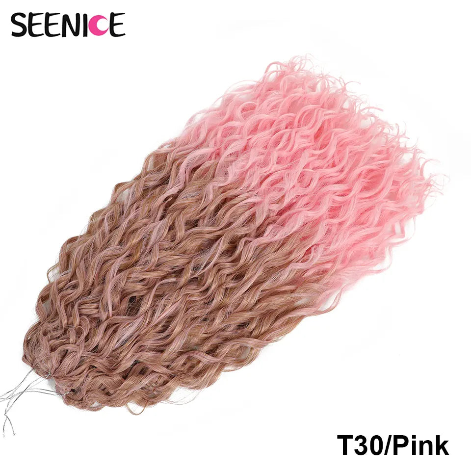 Jessica Synthetic Hair Deep Wave Twist Crochet Hair Braid Afro Curl Ombre Blonde Pink Deep Wavy Braiding Hair Extension ForWomen